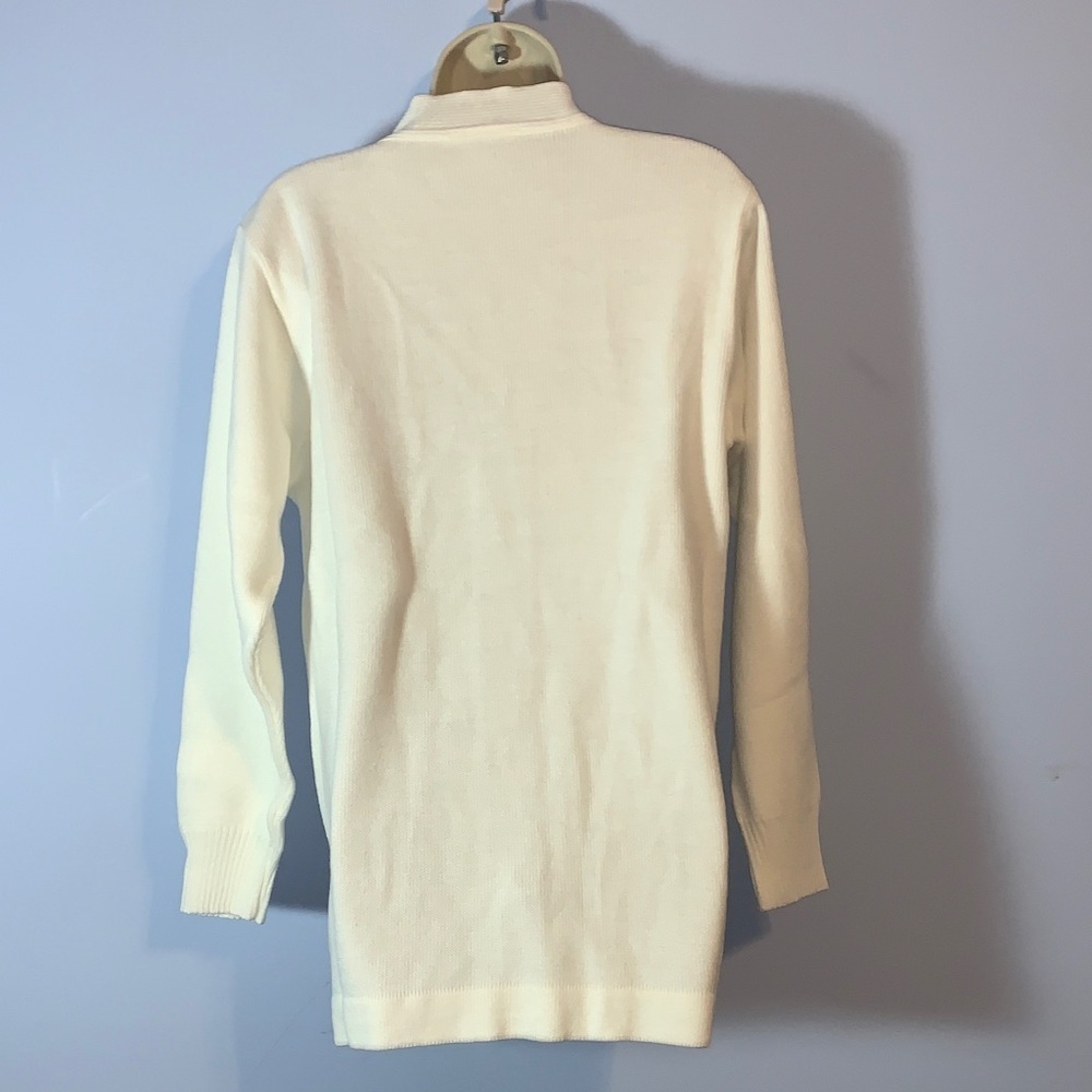 Mehlin & Estey co Women’s white Cardigan Sweater front pockets size large - Picture 3 of 6